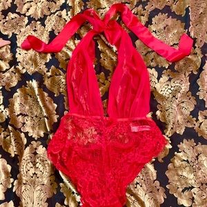 Halter chiffon and lace lingerie